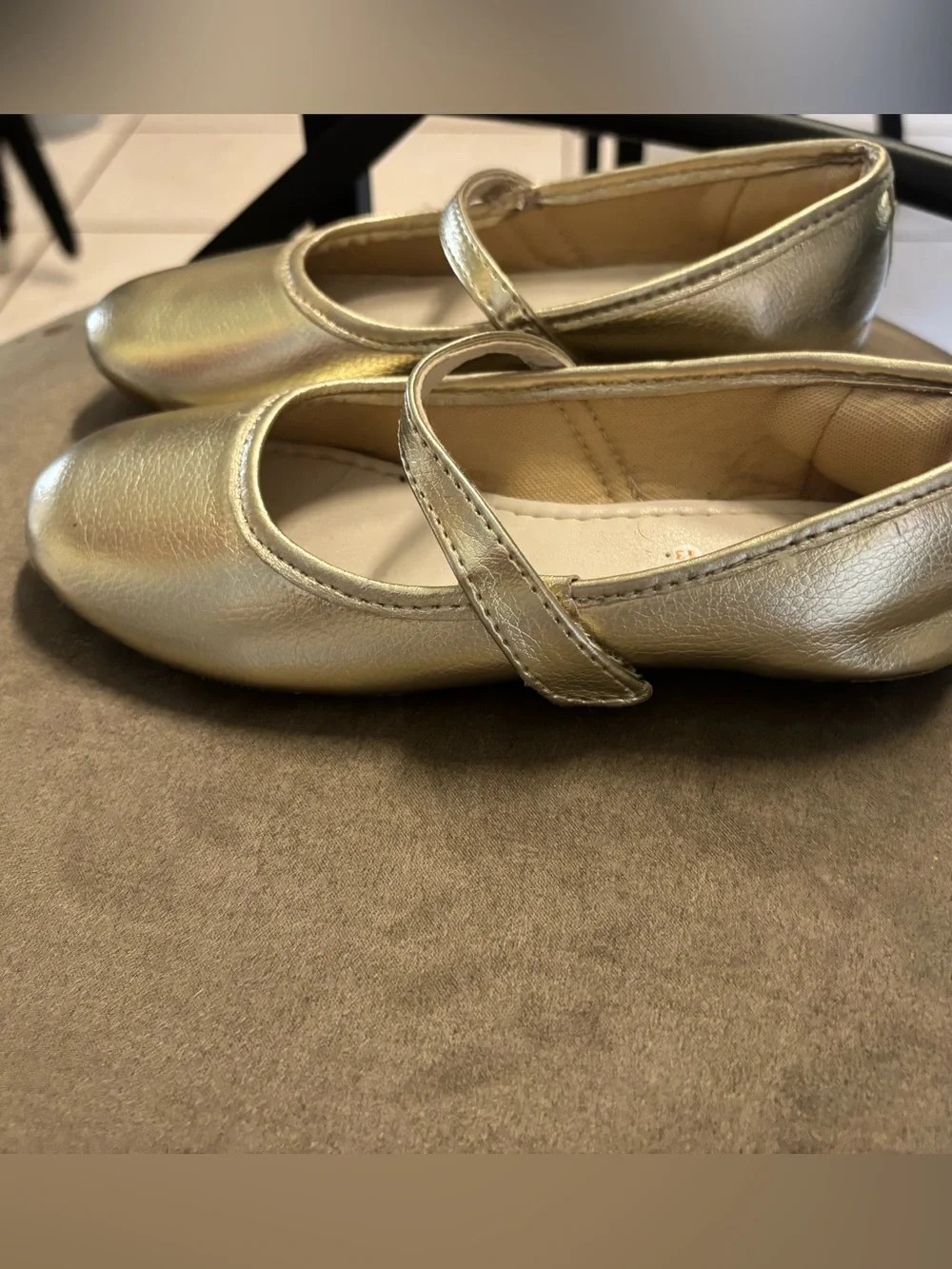 Size 13 Kimey Bailarina Metallic Gold Mary Janes with Hook/Loop Strap.  In VVGUC